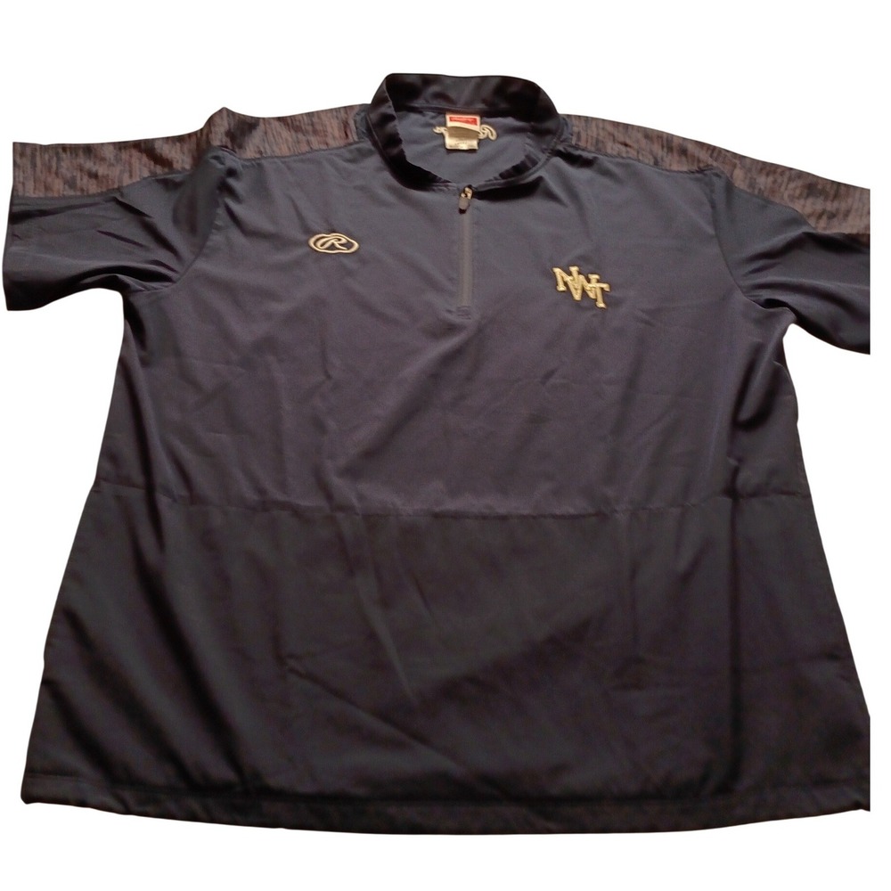 Rawlings Men's XL Quarter Zip Pullover Navy Blue NW Logo Training Top LNCCJ